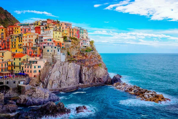 Cinque Terre Uma Costa Recuada Riviera Ligúria Composto Por Cinco — Fotografia de Stock