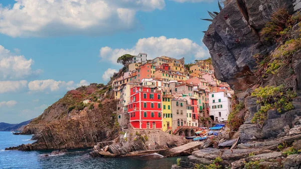 Les Cinque Terre Sont Une Côte Dentelée Riviera Ligure Compose — Photo