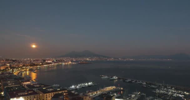 Vedere Golfului Napoli Din Italia Portul Prim Plan Malul Mării — Videoclip de stoc