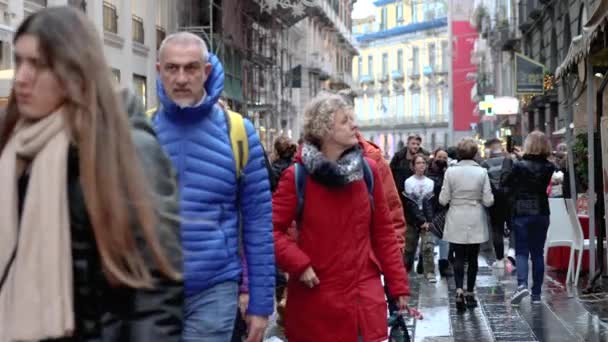 Napoli Dicembre 2022 Strada Affollata Nel Centro Storico Della Città — Video Stock