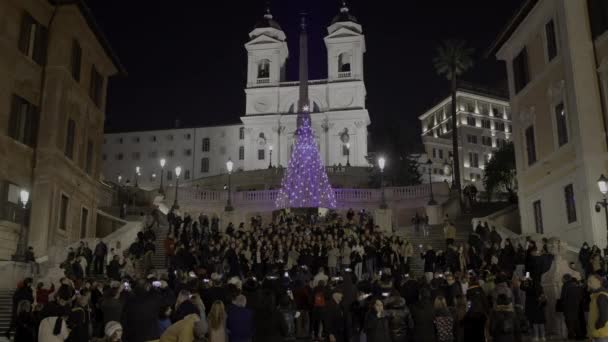 Roma Italia Diciembre 2022 Coro Canta Canciones Navidad Las Escaleras — Vídeo de stock