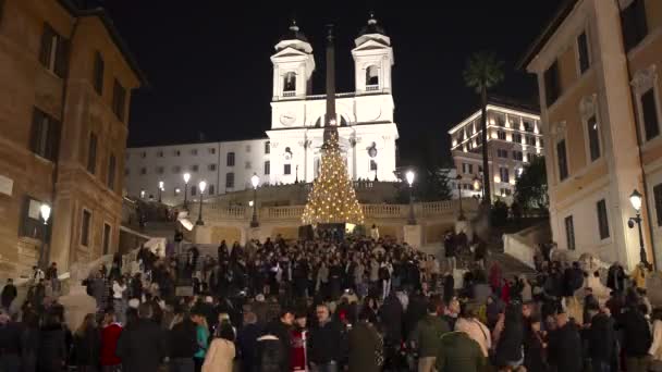 Rome Italy December 2022 Choir Sings Christmas Songs Steps Trinit — Stock Video