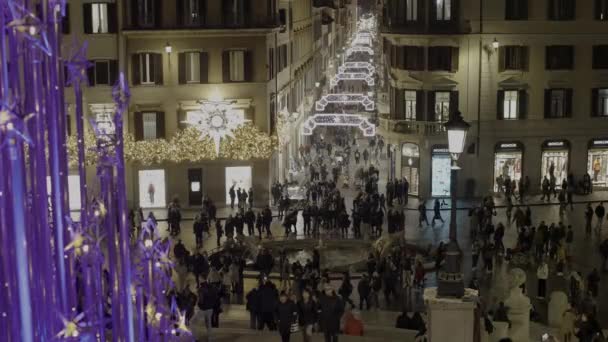 Roma Italia Diciembre 2022 Centro Ciudad Plaza España Del Corso — Vídeos de Stock
