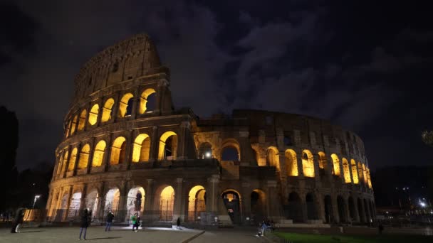 Colosseum Éjszaka Időeltolódás — Stock videók