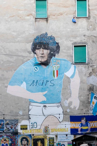 Неаполь Италия Мая 2023 Года Знаменитая Фреска Изображающая Футболиста Диего Стоковая Картинка