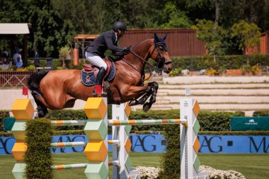 Roma, İtalya. 27 Mayıs 2023. Emanuele Camilli (ITA) 90 CSIO ROMA 2023, CSIO5 Uluslar Kupası - 1.55m - 110.000 EUR - LORO PIANA TROPHY, Roma, İtalya Piazza di Siena 'da.