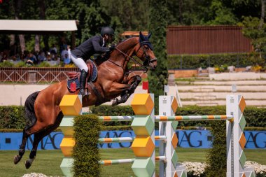 Roma, İtalya. 27 Mayıs 2023. Emanuele Camilli (ITA) 90 CSIO ROMA 2023, CSIO5 Uluslar Kupası - 1.55m - 110.000 EUR - LORO PIANA TROPHY, Roma, İtalya Piazza di Siena 'da.