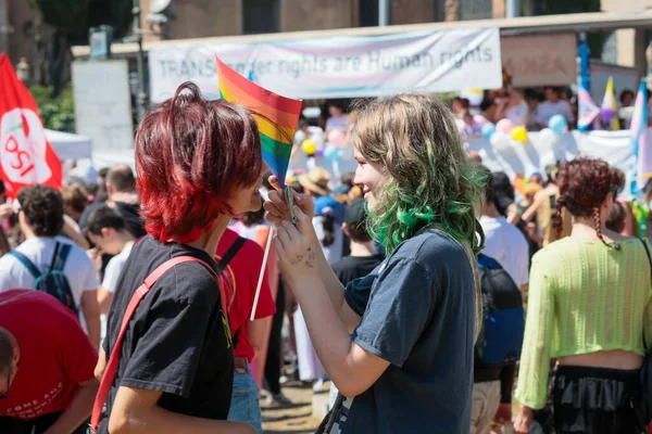 Řím Itálie Června 2023 Velký Gay Pride Průvod Ulicemi Hlavního — Stock fotografie
