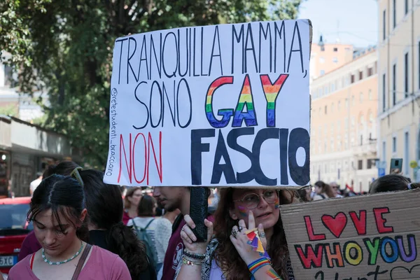 Rzym Włochy Czerwca 2023 Wielka Parada Gay Pride Ulicami Stolicy — Zdjęcie stockowe