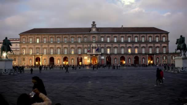 Nápoles Italia Enero 2023 Piazza Plebiscito Con Antiguo Palacio Real — Vídeo de stock