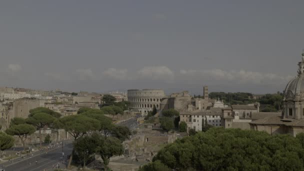 Panoramisch Uitzicht Het Archeologisch Park Colosseum Met Het Forum Romanum — Stockvideo