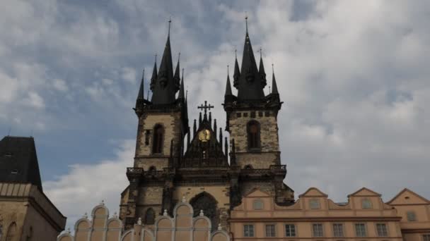 Prague Czech Republic July 2023 Facade Church Our Lady Tyn — Stock video