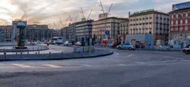 Naples, Italy - February 12, 2020: overview of Piazza Garibaldi, near the central train station.