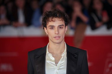 Roma, İtalya - 22 Ekim 2023: Damiano Gavino, Parco della Musica Konser Salonu 'ndaki 2023 Roma Film Festivali' nde kırmızı halıya katıldı..