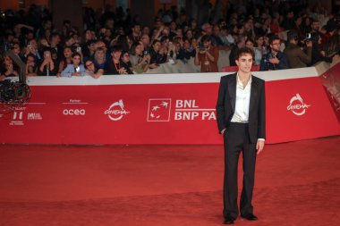 Roma, İtalya - 22 Ekim 2023: Damiano Gavino, Parco della Musica Konser Salonu 'ndaki 2023 Roma Film Festivali' nde kırmızı halıya katıldı..
