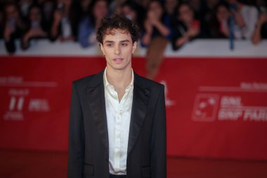 Roma, İtalya - 22 Ekim 2023: Damiano Gavino, Parco della Musica Konser Salonu 'ndaki 2023 Roma Film Festivali' nde kırmızı halıya katıldı..