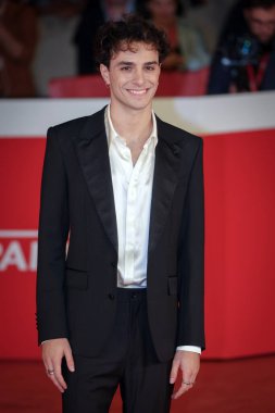 Roma, İtalya - 22 Ekim 2023: Damiano Gavino, Parco della Musica Konser Salonu 'ndaki 2023 Roma Film Festivali' nde kırmızı halıya katıldı..