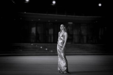 Roma, İtalya - 29 Ekim 2023: Federica Sabatini, Parco Della Musica Konser Salonu 'ndaki 18. Roma Film Festivali sırasında SuburraEterna filmi için kırmızı halıya katıldı.