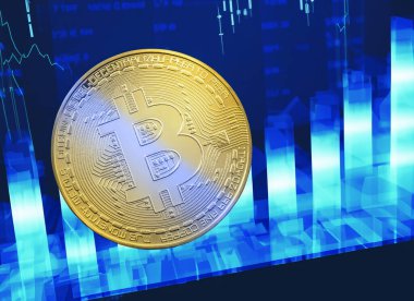 Önplanda ve arka planda bitcoin kripto para faiz oranlarının eğilimi ile grafik