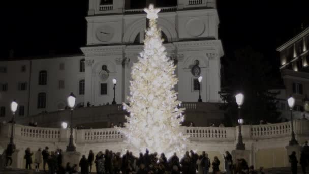 Rome Italie Décembre 2023 Nouvel Arbre Noël Plein Lumières Décorations — Video