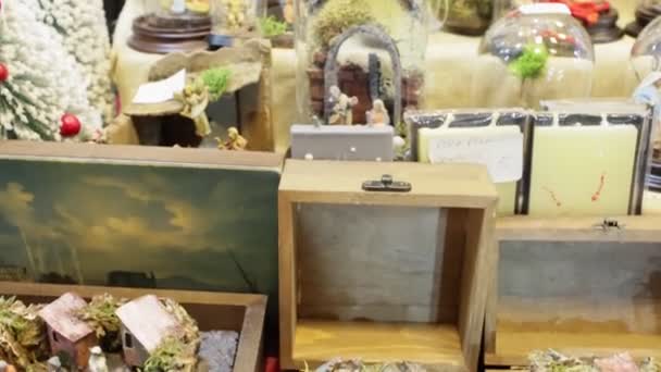 Neapol Itálie Prosince 2023 Stánek Prodej Kompletních Betlémů Miniaturních Reprodukcí — Stock video