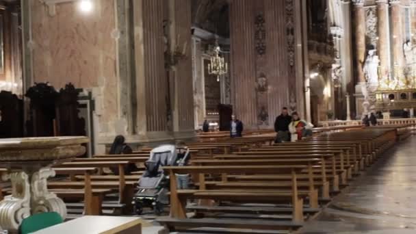 Неаполь Італія Грудня 2023 Інтер Церкви Геса Нуово Або Трініт — стокове відео