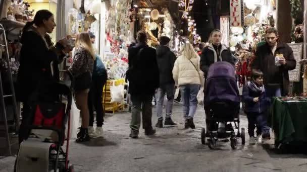 Neapol Włochy Grudnia 2023 San Gregorio Armeno Słynna Ulica Historycznym — Wideo stockowe