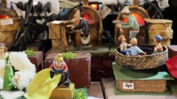 Neapol Włochy Grudnia 2023 Ręcznie Robione Figurki Przedstawiające Różne Zawody — Wideo stockowe