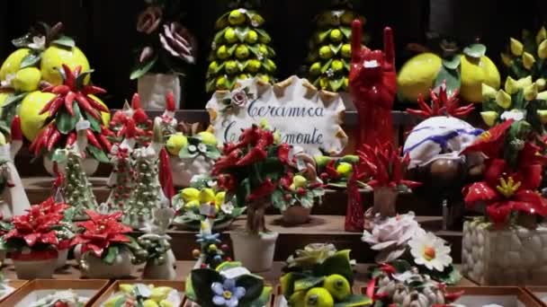 Neapel Italien Dezember 2023 Handgefertigte Und Dekorierte Weihnachtliche Keramikobjekte Hochwertige — Stockvideo