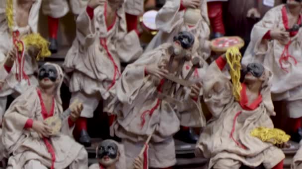 Неаполь Італія Грудня 2023 Маски Статуетки Пульцинелли Популярного Історичного Персонажа — стокове відео