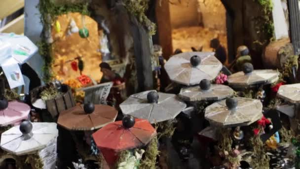 Neapel Italien Dezember 2023 Verkaufsstand Für Krippen Und Miniaturstatuetten Der — Stockvideo
