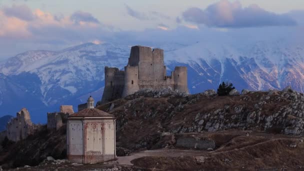 Castillo Rocca Calascio Una Fortaleza Situada Italia Región Los Abruzos — Vídeos de Stock