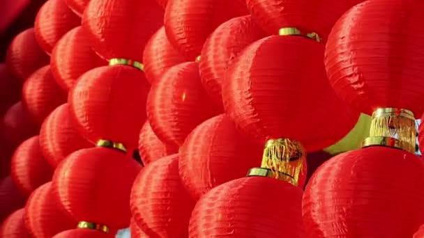 Dekoration Der Roten Laterne Zum Chinesischen Neujahrsfest Chinesischen Schrein Alte — Stockvideo
