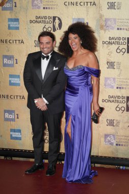 Roma, İtalya - 3 Mayıs 2024: Denny Mendez, İtalya 'daki Cinecitta Stüdyoları' nda düzenlenen David di Donatello 2024 ödül törenine katıldı..