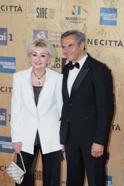 Roma, İtalya - 3 Mayıs 2024: Roma, İtalya 'da Sinemada David di Donatello ödül töreninin kırmızı halı kahramanları.