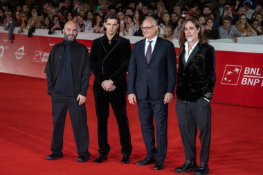 Rome, Italy - October 16, 2024: (L-R) Giuliano Sangiorgi, Achille Lauro, Roberto Gualtieri and Manuel Agnelli attend the 