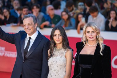 Roma, İtalya - 18 Ekim 2024: Gabriele Muccino, Penelope Muccino ve Angelica Russo, 19. Roma Film Festivali sırasında Auditorium Parco Della Musica 'da düzenlenen 