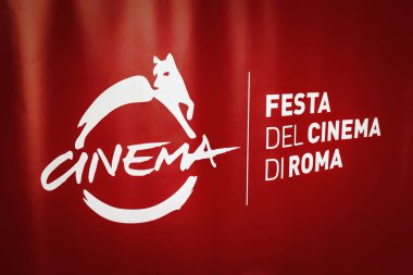 Roma, İtalya - 22 Ekim: Roma Uluslararası Film Festivali logosu Oditoryum Parco della Musica 'da.