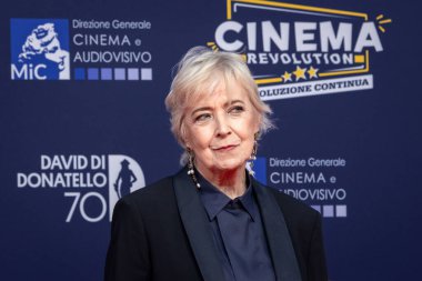 Roma, İtalya - 7 Mayıs 2025: Piera Detassis, 70. David Di Donatello Cinecitta Stüdyoları 'nda 7 Mayıs 2025' te Roma, İtalya 'da kırmızı halıya katıldı..