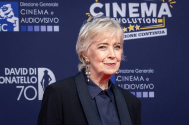 Roma, İtalya - 7 Mayıs 2025: Piera Detassis, 70. David Di Donatello Cinecitta Stüdyoları 'nda 7 Mayıs 2025' te Roma, İtalya 'da kırmızı halıya katıldı..