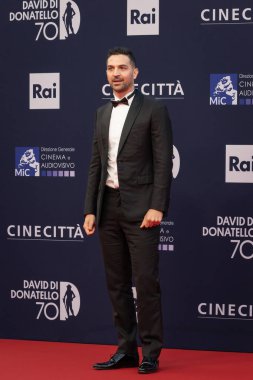 Roma, İtalya - 7 Mayıs 2025: Nicola Sorcinelli, 7 Mayıs 2025 'te Cinecitta Studios' taki 70. David Di Donatello kırmızı halısına katıldı..