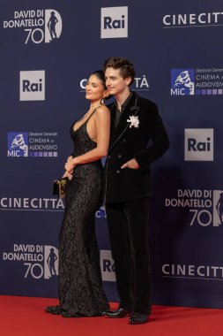 Roma, İtalya - 7 Mayıs 2025: Timothee Chalamet ve Kylie Jenner, Cinecitta Stüdyoları 'ndaki 70..