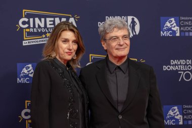 Roma, İtalya - 7 Mayıs 2025: Mario Martone ve Ippolita Di Majo, Cinecitta Stüdyoları 'ndaki 70..