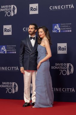 Roma, İtalya - 7 Mayıs 2025: Kia Khalili Pir ve Martina Scrinzi, Cinecitta Stüdyoları 'ndaki 70..