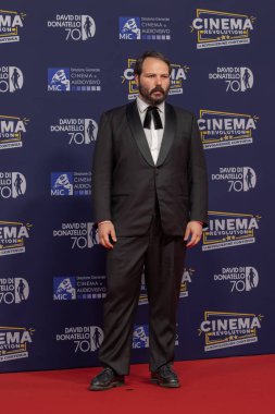 Roma, İtalya - 7 Mayıs 2025: Edgardo Pistone, Cinecitta Studios 'taki 70. David Di Donatello sırasında kırmızı halıya katıldı