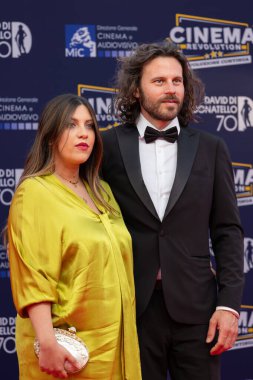 Roma, İtalya - 7 Mayıs 2025: Roberta Risola ve Vito Giuseppe Zito, Cinecitta Stüdyoları 'ndaki 70.