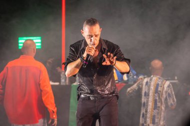 Roma, İtalya - 31 Mayıs 2025: Sud Sound System grubu Parco degli Acquedotti 'de düzenlenen ücretsiz müzik etkinliği sırasında sahne aldı.