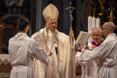 Vatican City - June 15, 2025: On the Solemnity of the Most Holy Trinity, Pope Leo XIV presides over the Mass in the Vatican Basilica for the Jubilee of Sport.