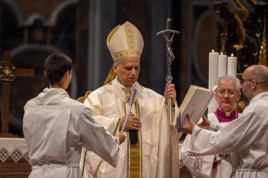 Vatican City - June 15, 2025: On the Solemnity of the Most Holy Trinity, Pope Leo XIV presides over the Mass in the Vatican Basilica for the Jubilee of Sport.