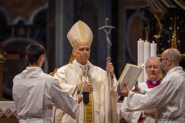 Vatican City - June 15, 2025: On the Solemnity of the Most Holy Trinity, Pope Leo XIV presides over the Mass in the Vatican Basilica for the Jubilee of Sport.